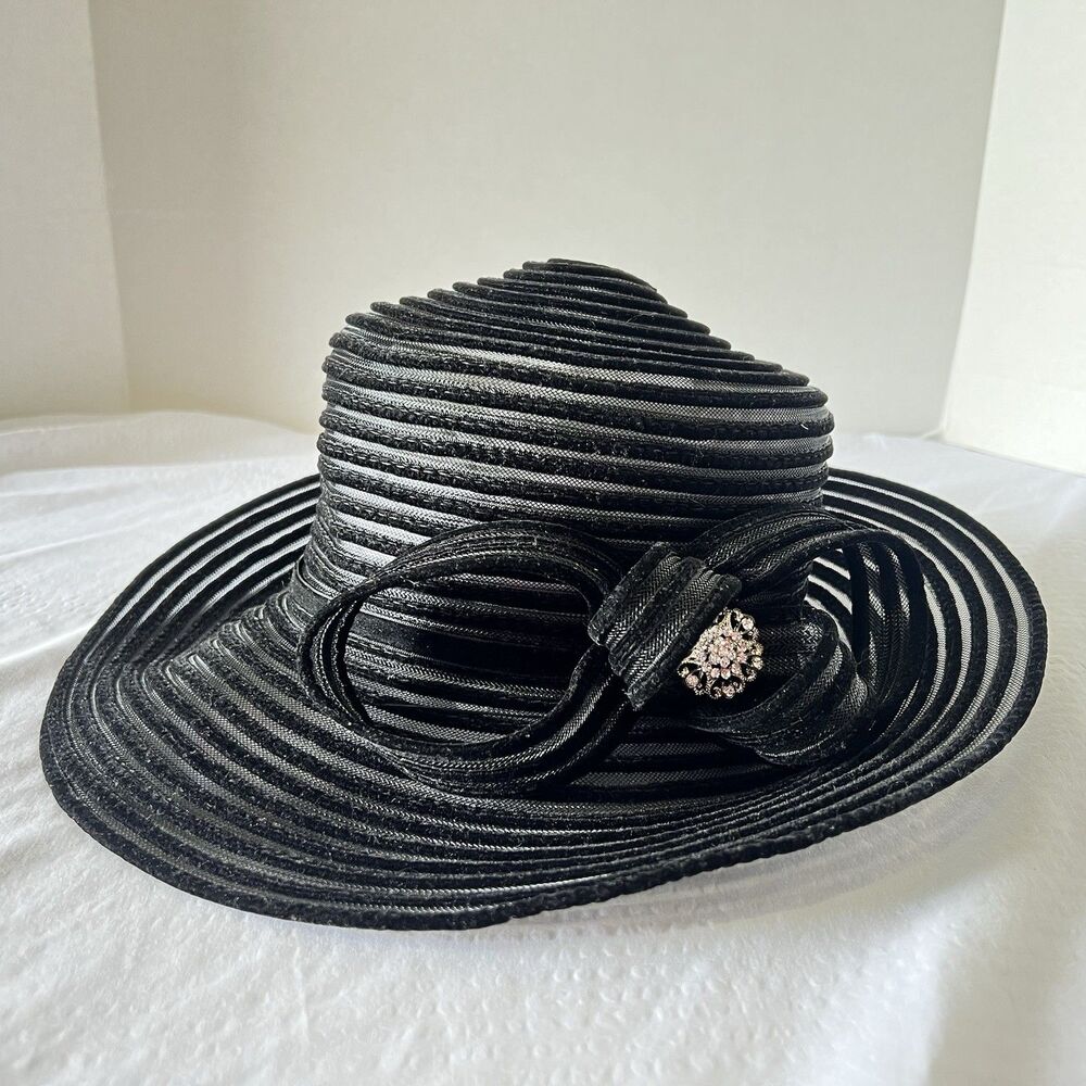 Women’s Black Church Derby Wedding Hat Size 21" Giovannio New York